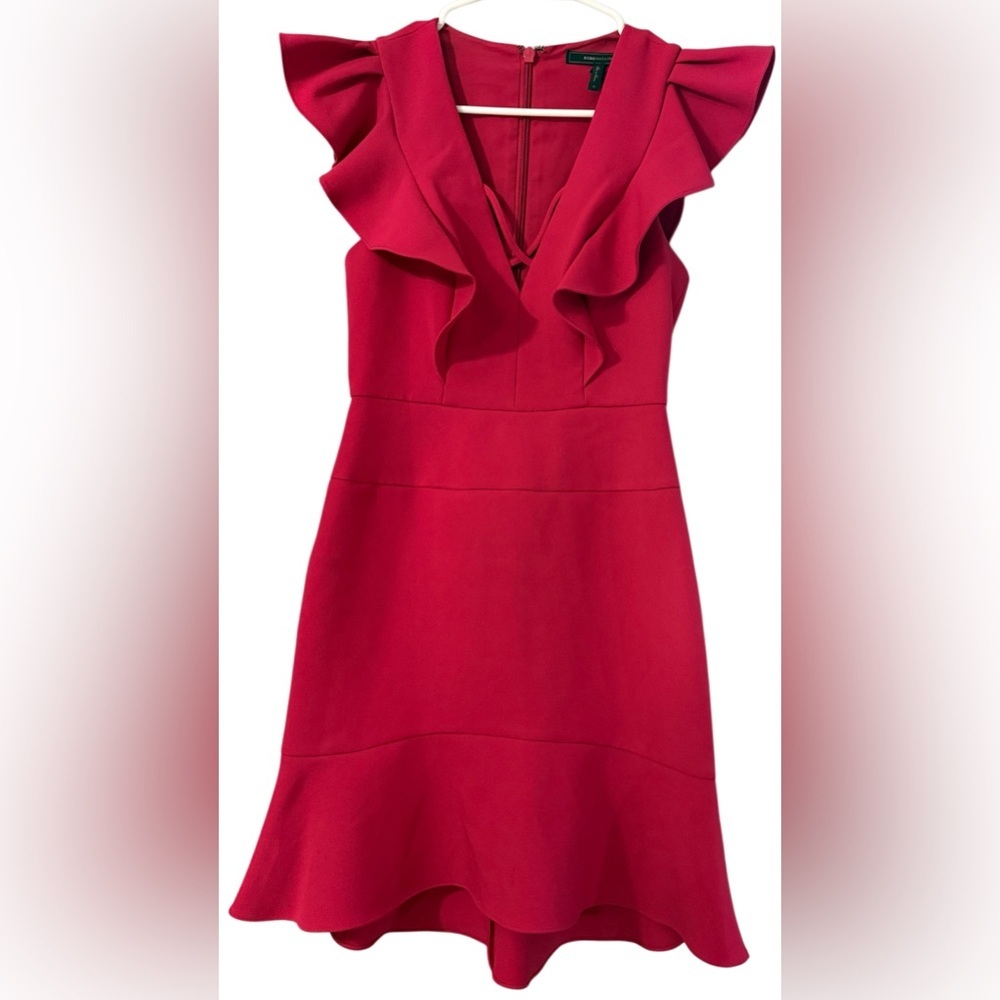 BCBGMaxAzria Elegant Hot Pink Ruffle Dress